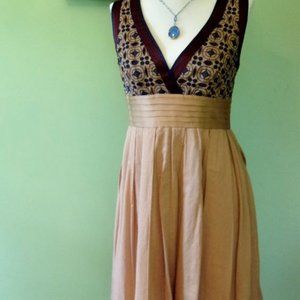 Embroidered Eyelet Cotton Peasant Cocktail Dress